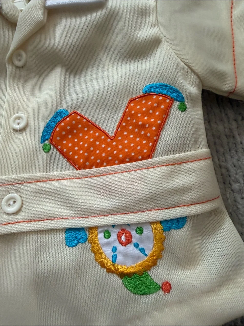 Vintage Mayfair Clown Appliqué Baby Diaper Set‎ Outfit